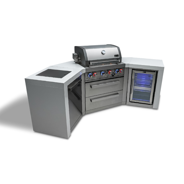 Mont Alpi Deluxe Series 4 Burner Deluxe Island with 45-Degree Corners and a Fridge Cabinet MAi400-D45FC by Mont Alpi
