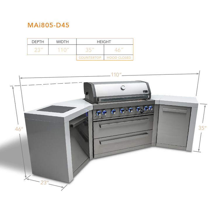 Mont Alpi Deluxe Series 6 Burner Deluxe Island with 45-Degree Corners MAi805-D45 by Mont Alpi