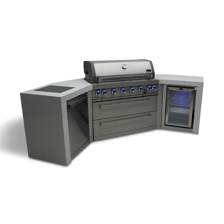 Mont Alpi Deluxe Series 6 Burner Deluxe Island with 45-Degree Corners and a Fridge Cabinet MAi805-D45FC by Mont Alpi