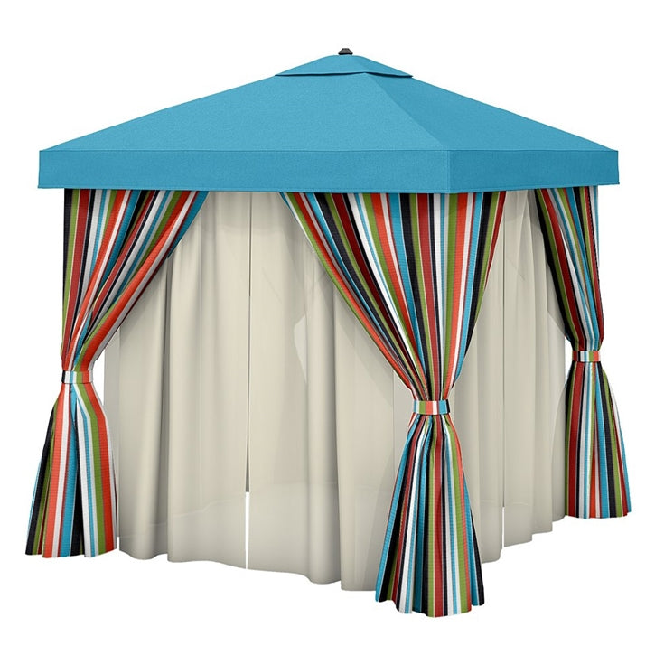 Cabana 8' x 8' Square with Vent, Fabric Curtains & Sheer Curtain Rods by Tropitone