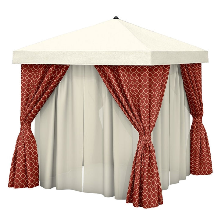 Cabana 12' x 12' Square with Fabric Curtains & Sheer Curtain Rods by Tropitone