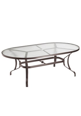 Obscure Glass 84" x 42" Oval KD Dining Umbrella Table