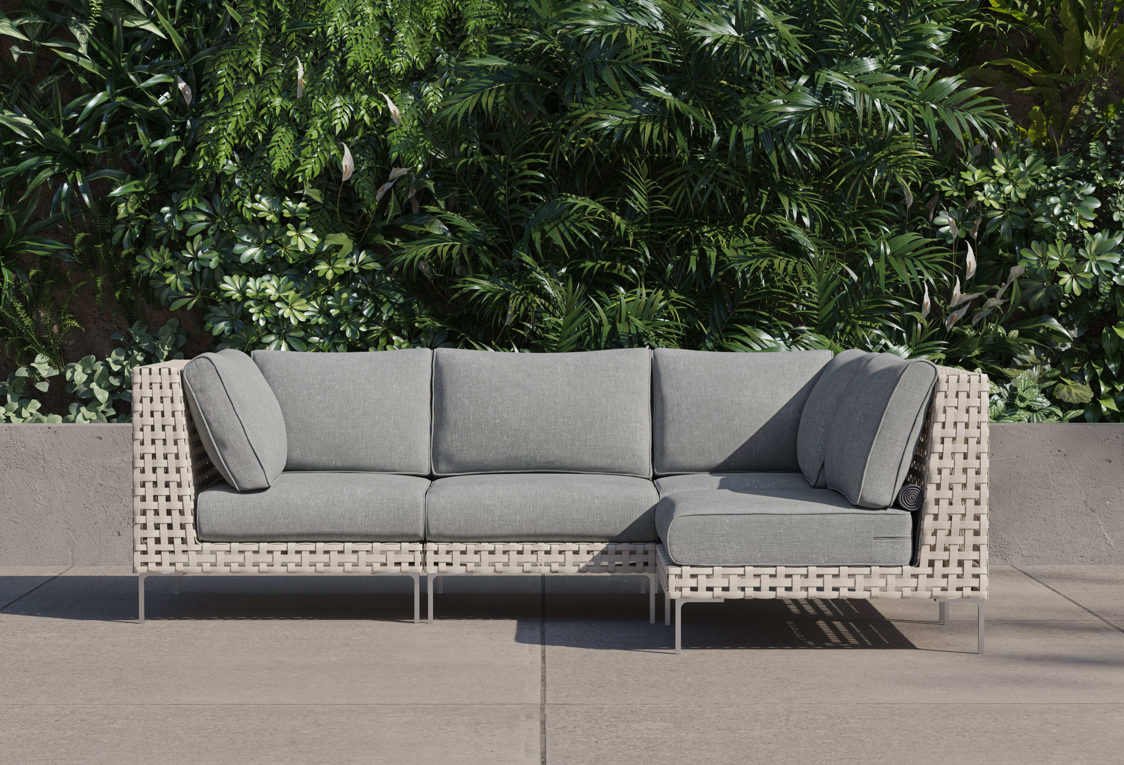 open weave Wicker Outdoor L Sectional - 4 Seat