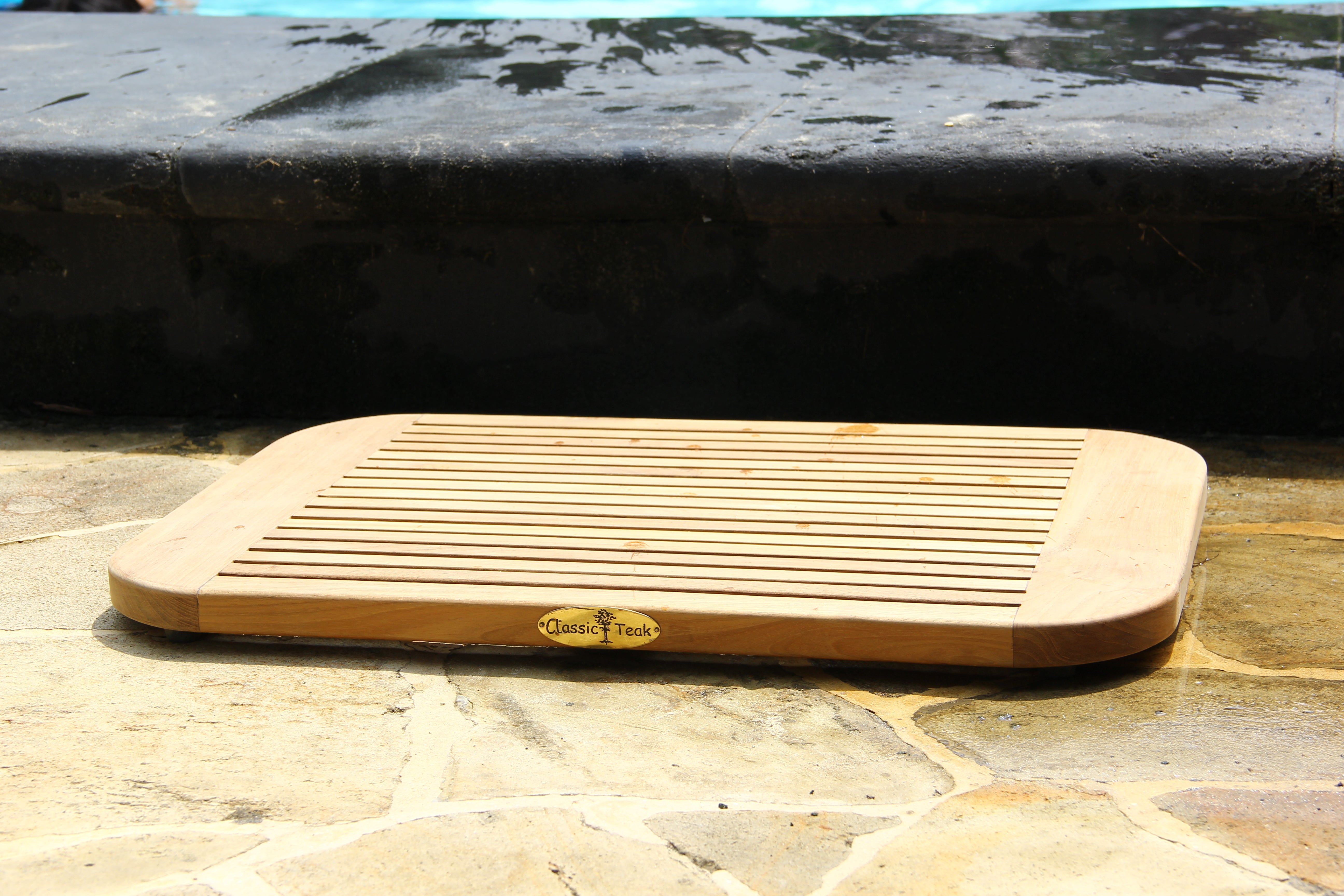 Teak Oval Shower Mat