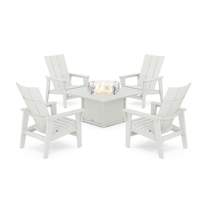 5-Piece Modern Grand Upright Adirondack Conversation Set with Fire Pit Table