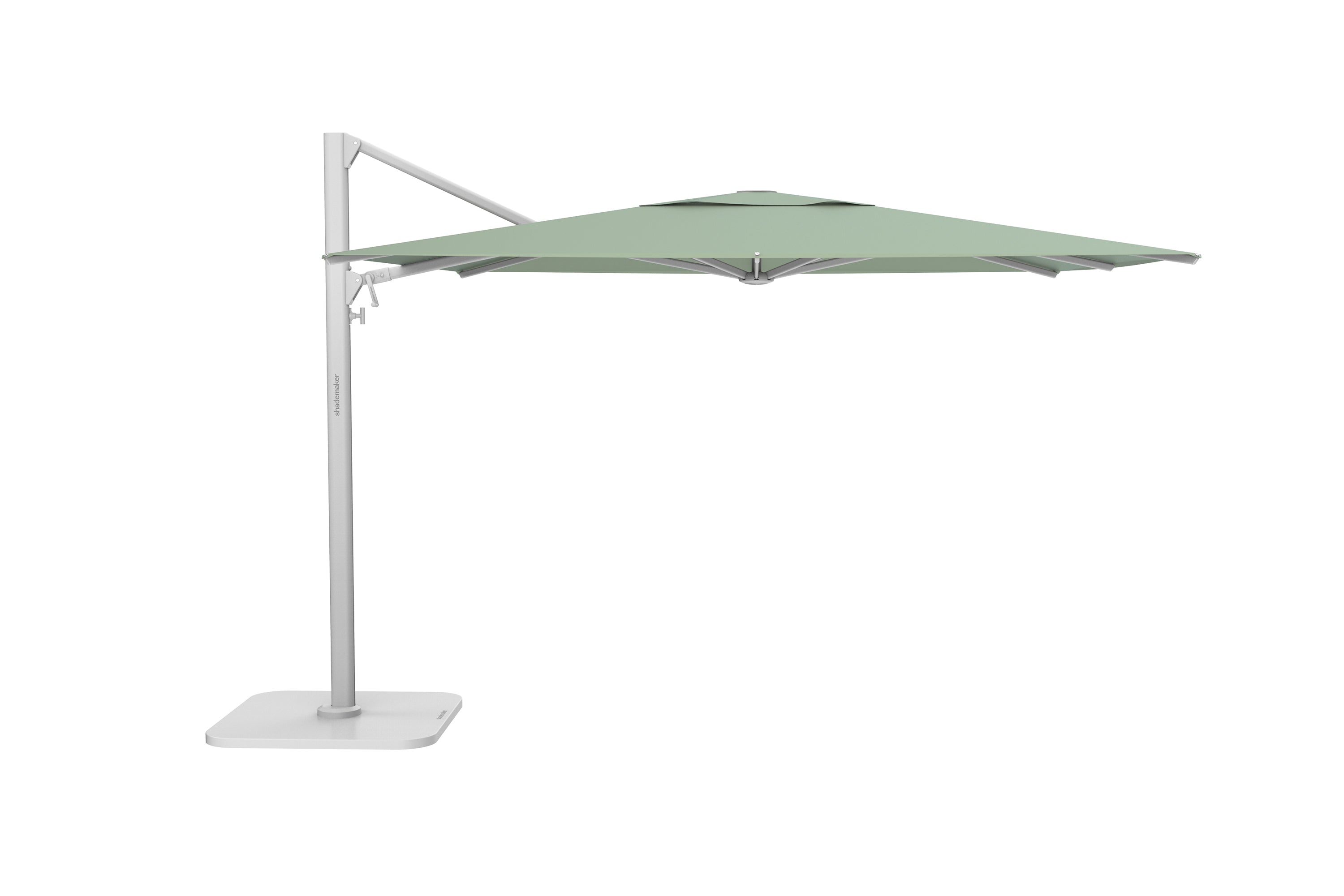 green offset patio umbrella 13 ft Octagon Polaris Cantilever by Shademaker