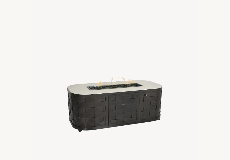 Biscayne 30" x 60" Oval Coffee Table with Firepit Cover by Castelle