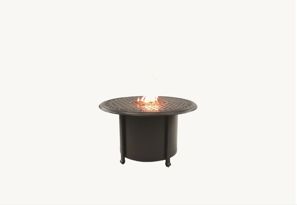 Vintage 38" Round Coffee Table With Firepit Cover by Castelle