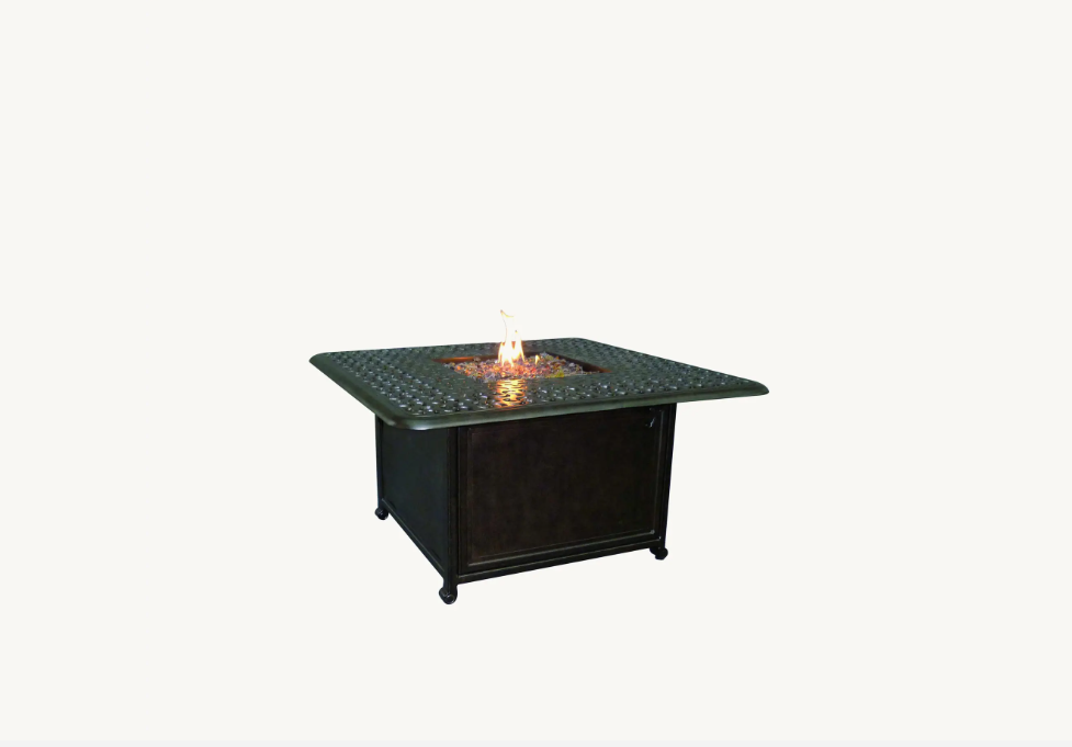 Vintage 42" Square Sienna Coffee Table With Firepit Cover by Castelle