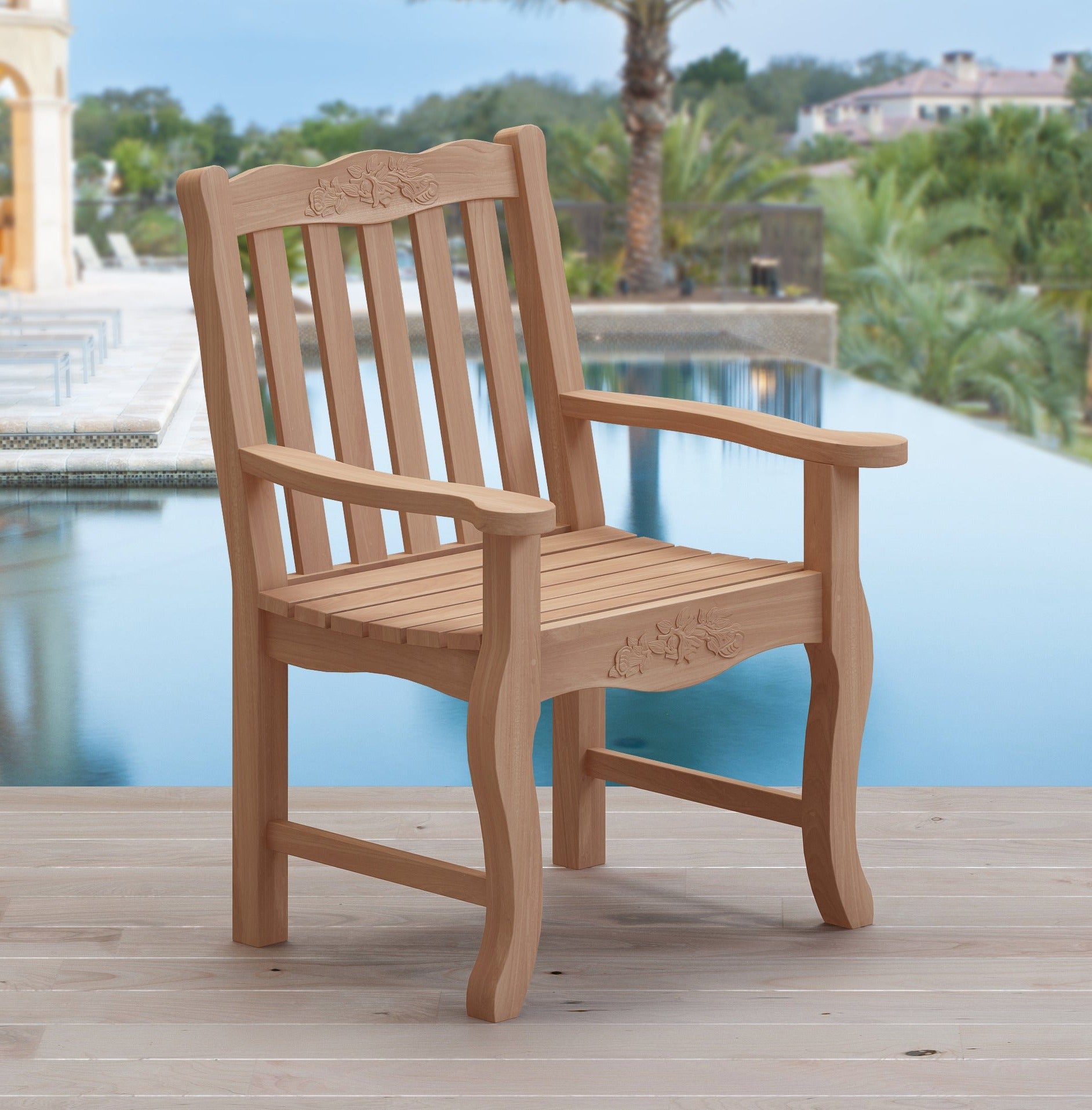 Teak Double Rose Arm Chair