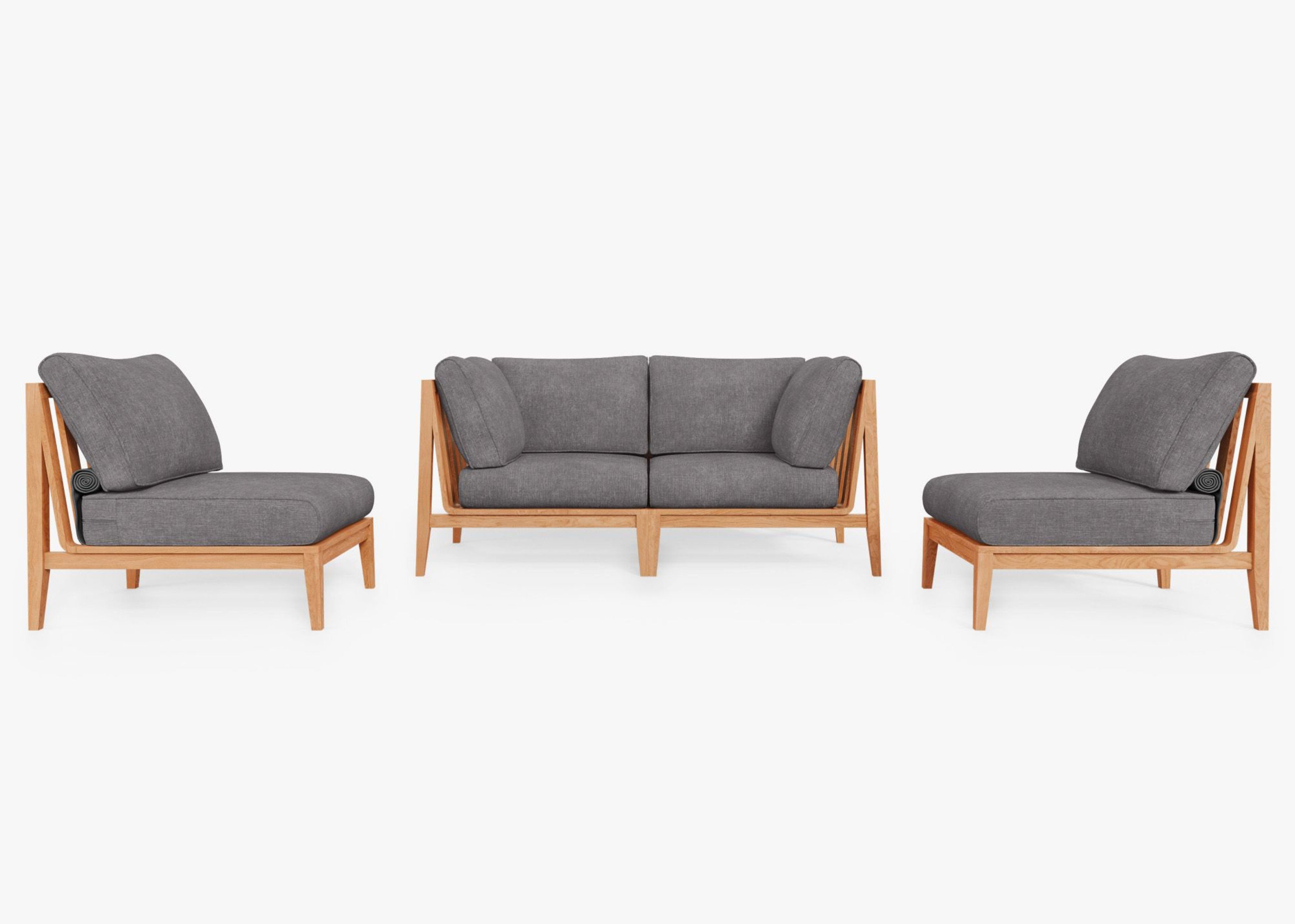 Teak Outdoor Loveseat with Armless Chairs - 4 Seat