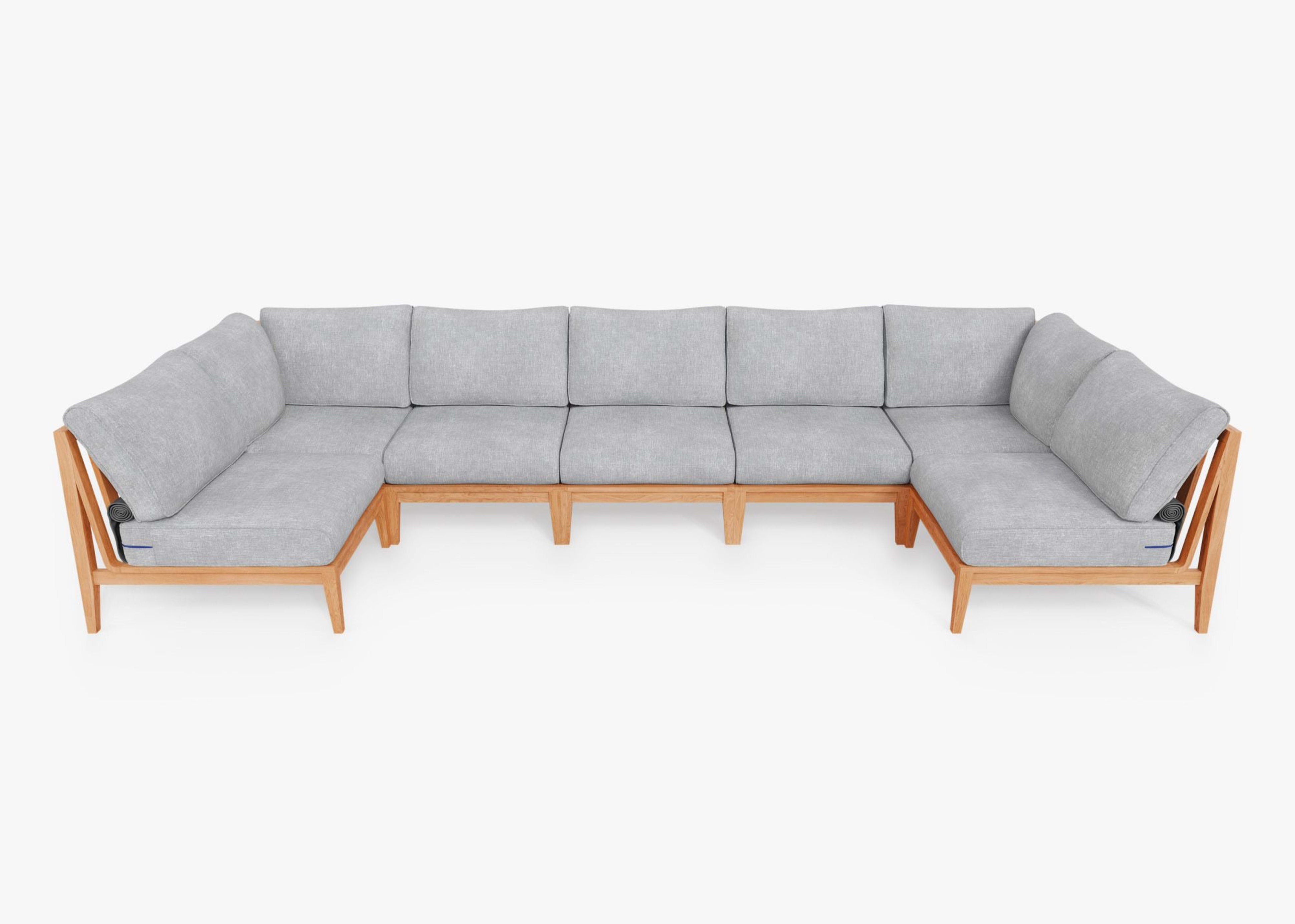 Teak Outdoor U Sectional - 7 Seat