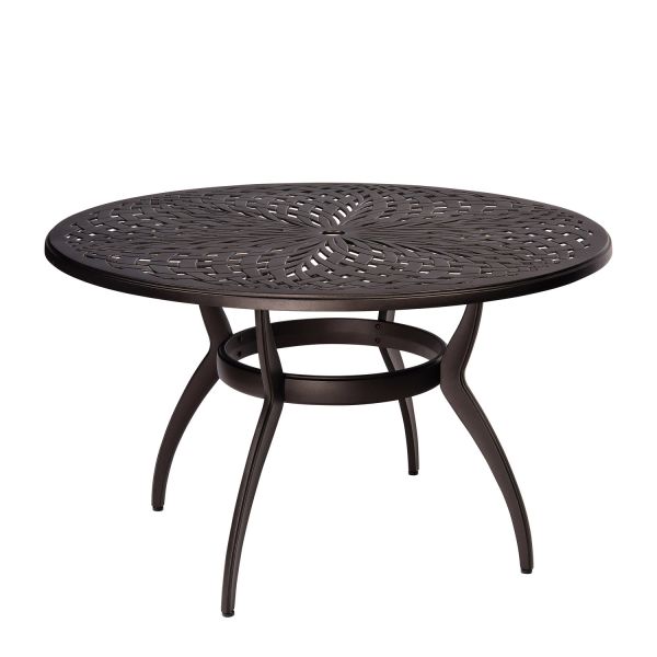 60 inch round outdoor patio dining table umbrella Apollo Metal Dining Table Woodard Color: Pewter