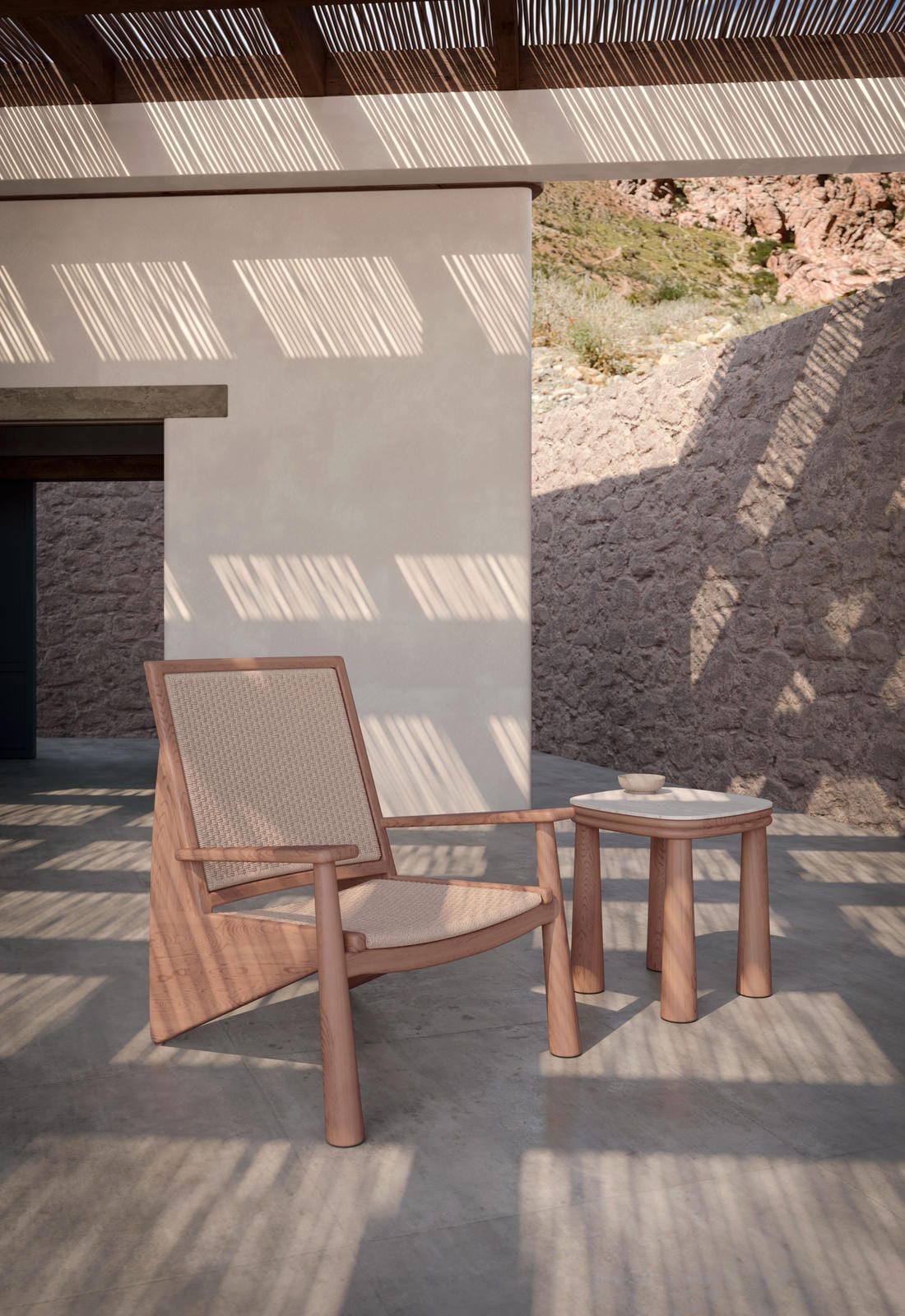 Biscayne Travertine Top Side Table by Azurro Living