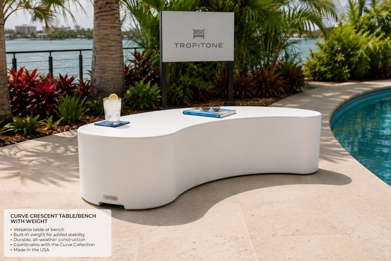 Curve Crescent Table/Bench with Weight by Tropitone