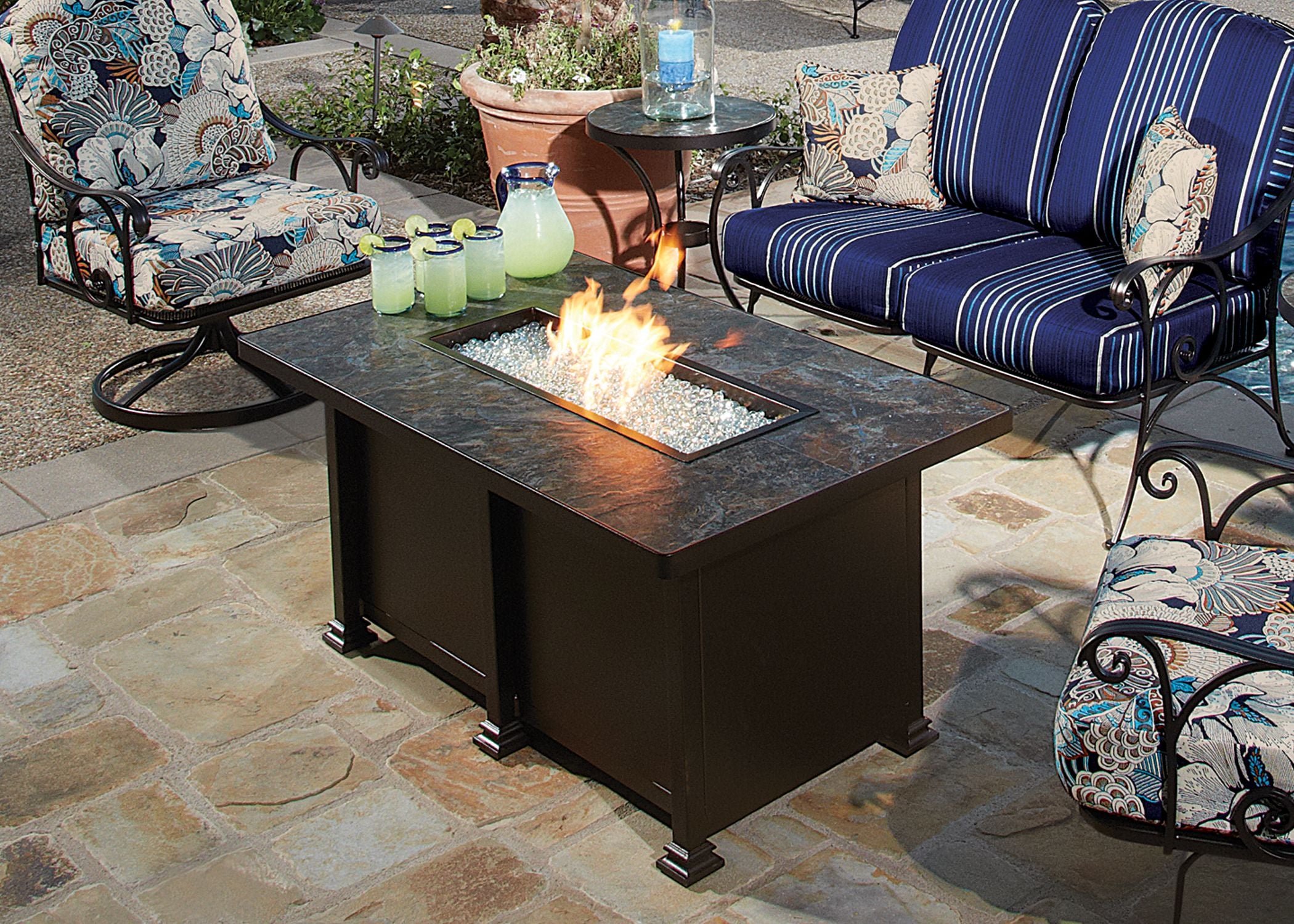30"x50" Rectangle  Santorini Iron Fire Pit by Ow Lee