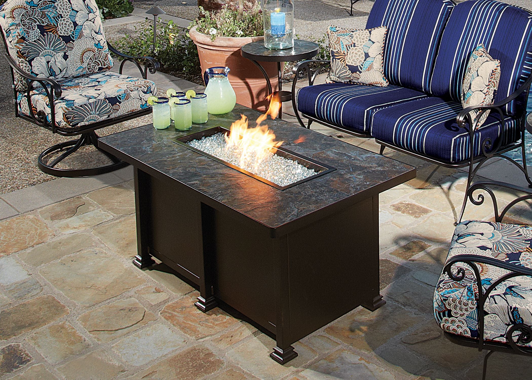 30"x50" Rectangle Santorini Iron Fire Pit by Ow Lee