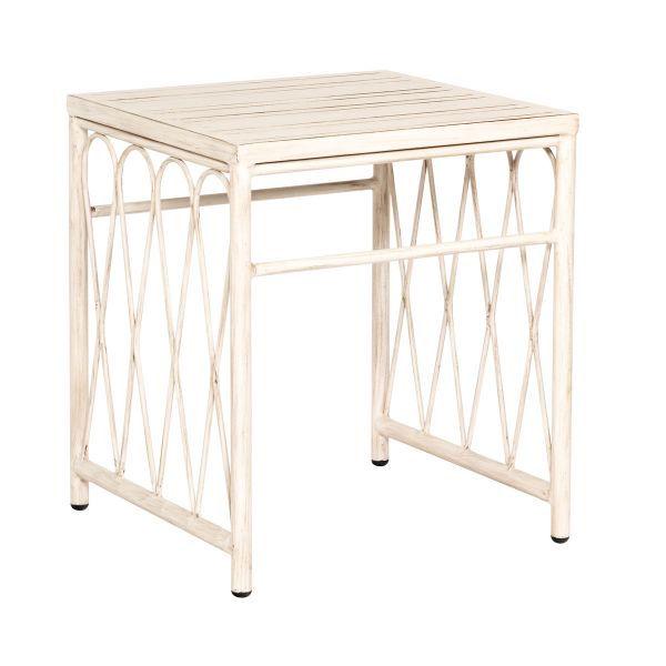 Cane End Table with Slatted Top By Woodard