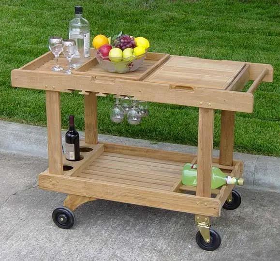 teak serving cart