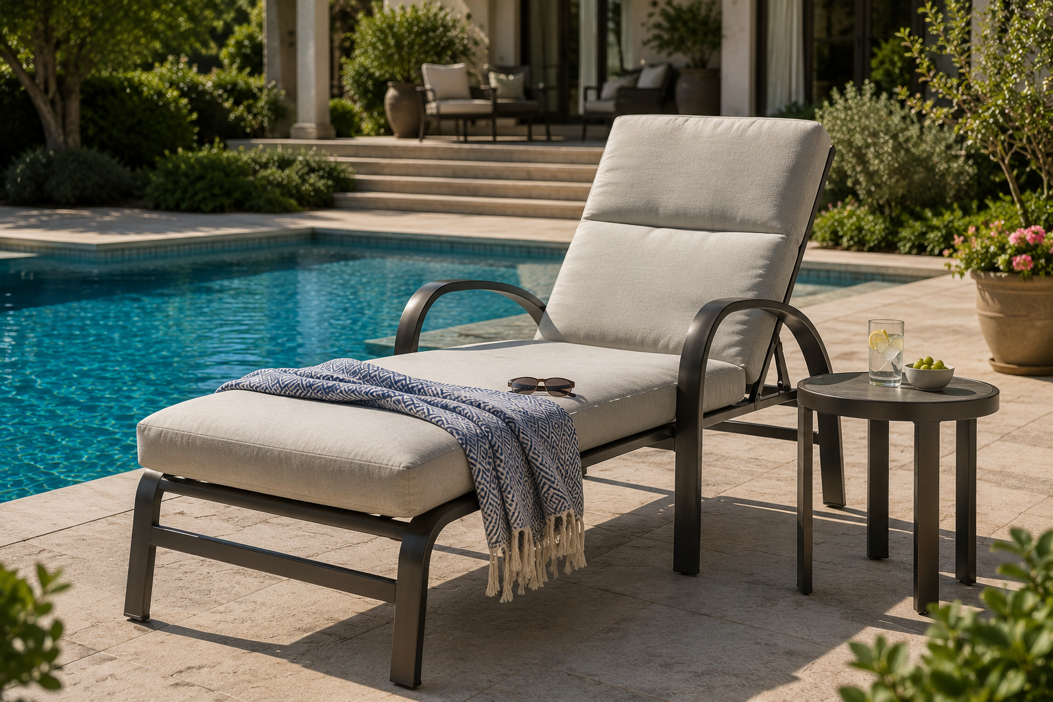 Elance Padded Chaise Lounge with Arms by Tropitone