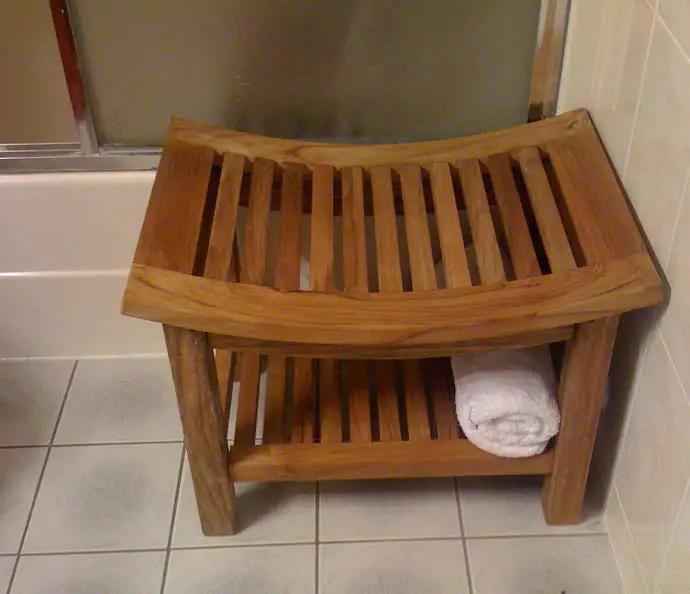 teak curved shower bench 2
