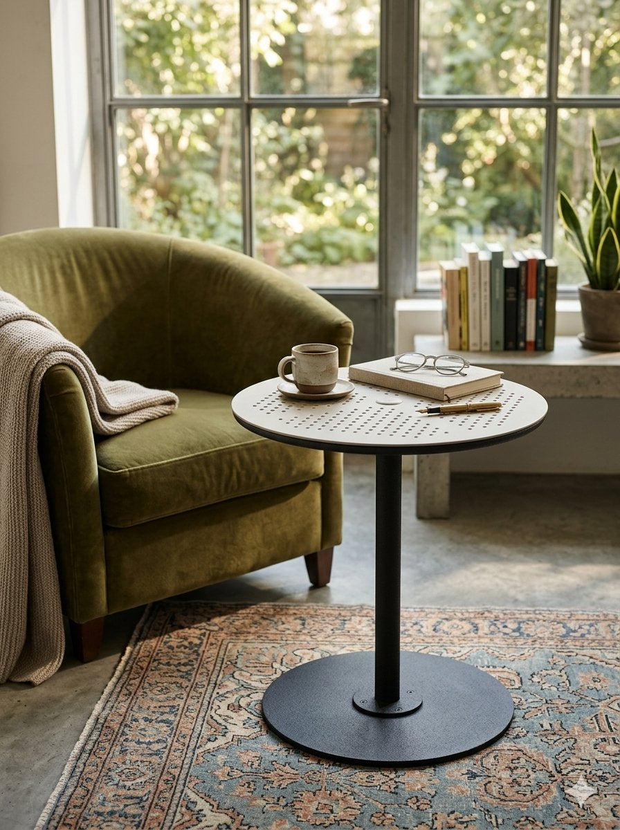 Axis 42" Round Hexis Pattern Top KD Pedestal Bar Umbrella Table by Tropitone