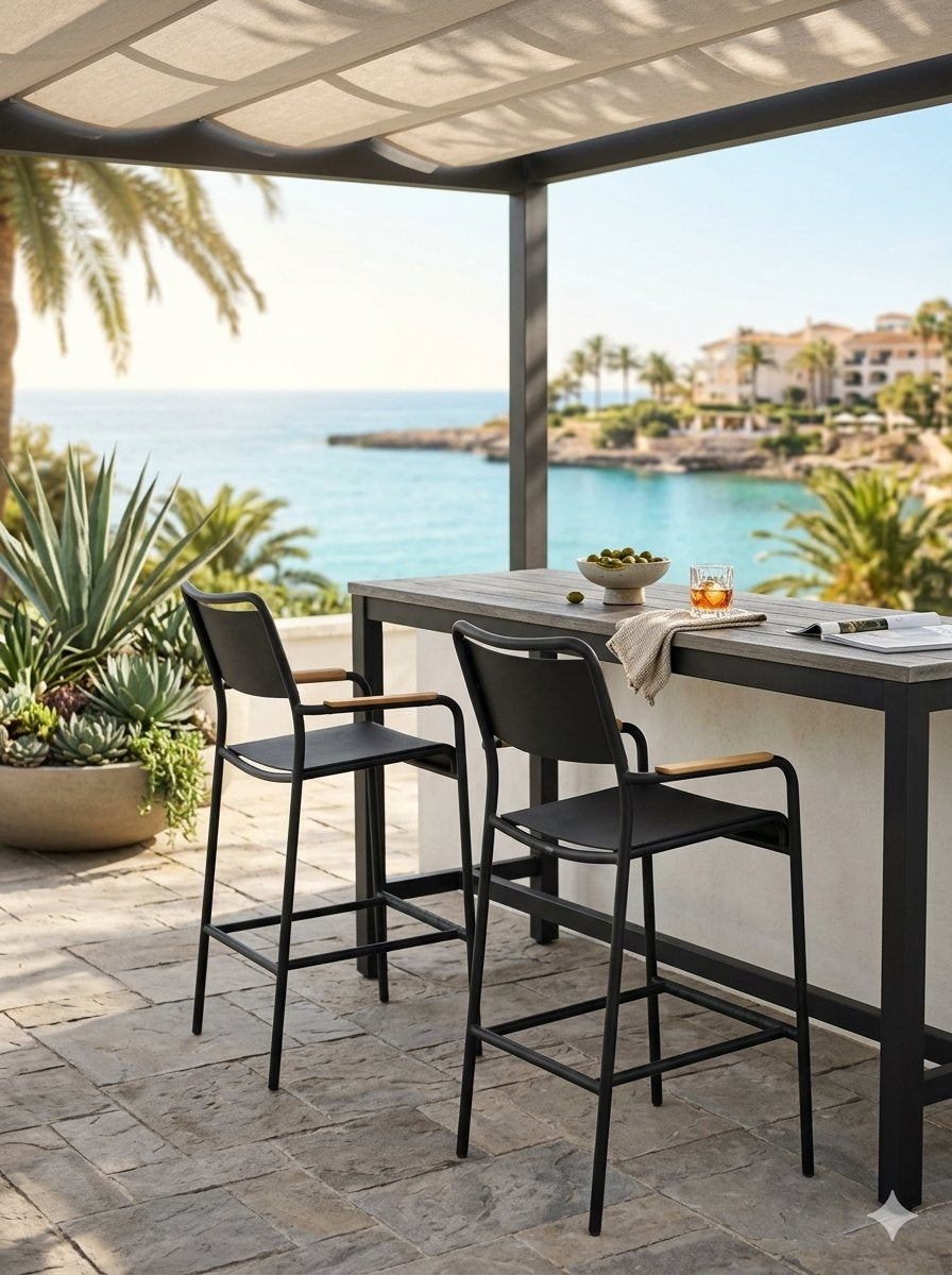 Cove Solid Back Stationary Bar Stool by Tropitone