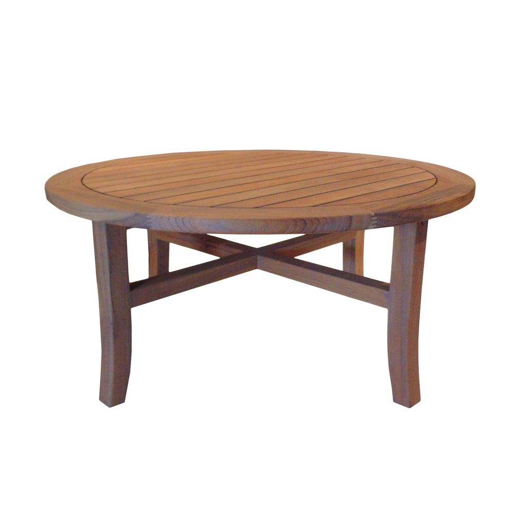 Teak 40” Round Tapered Leg Cocktail Table by Lloyd Flanders