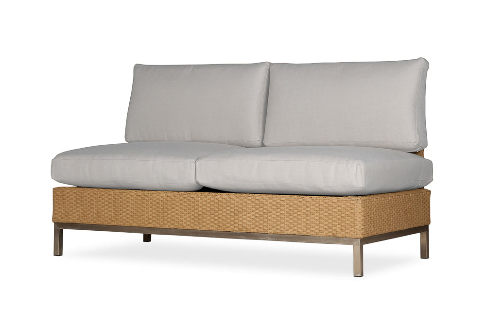 Elements Armless Settee with Loom Back By Lloyd Flanders