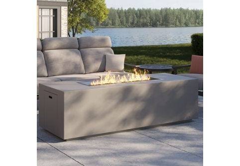 Huntington 50" x 30" Rectangular Fire Pit with Push Button Ignition & Pebbles by Tropitone
