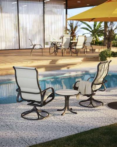 Geneva Padded Sling High Back Swivel Rocker by Tropitone