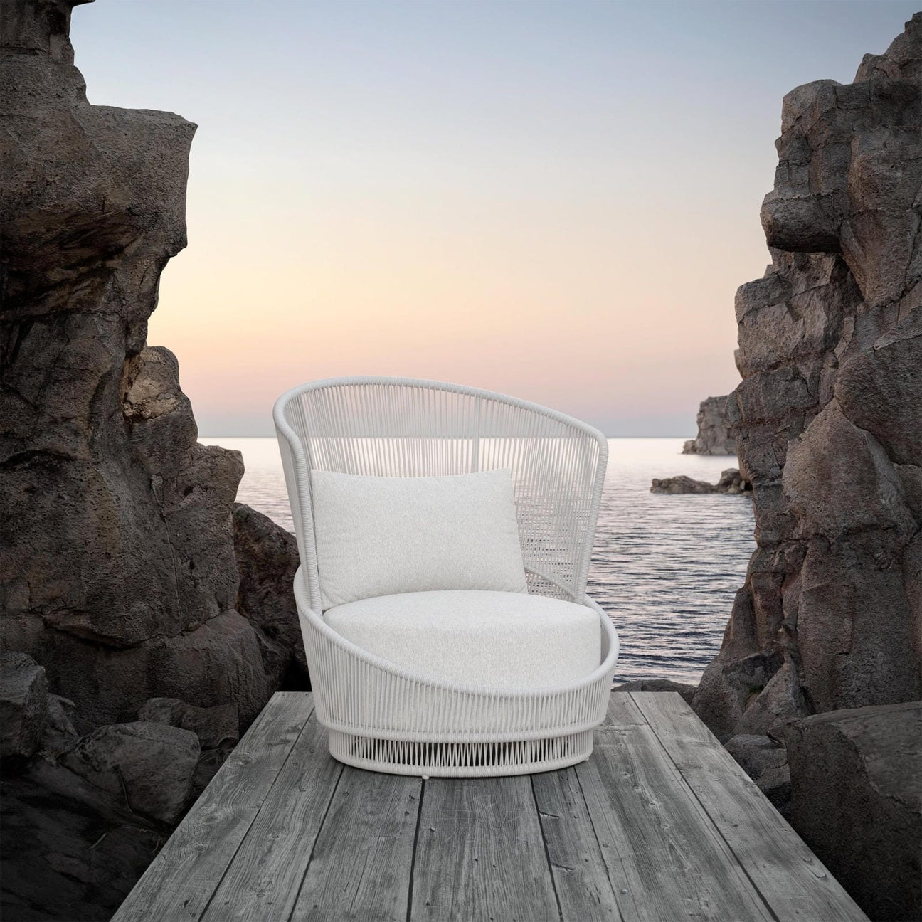 Palma Swivel Club Chair - White Mist by Azurro Living