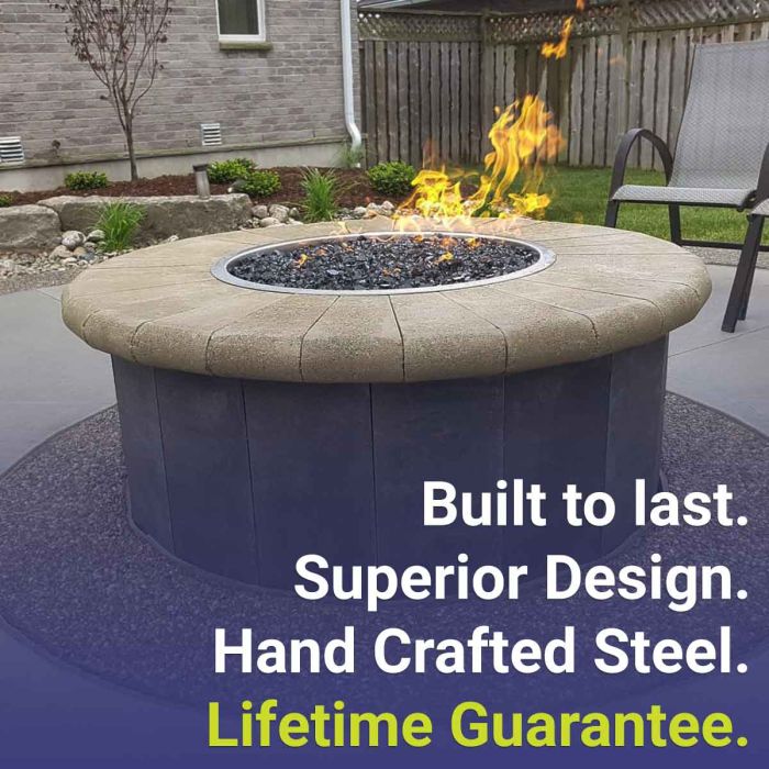 Stainless Steel Round Drop-In 25" Pan With 18" Ring Burner by American Fire glass