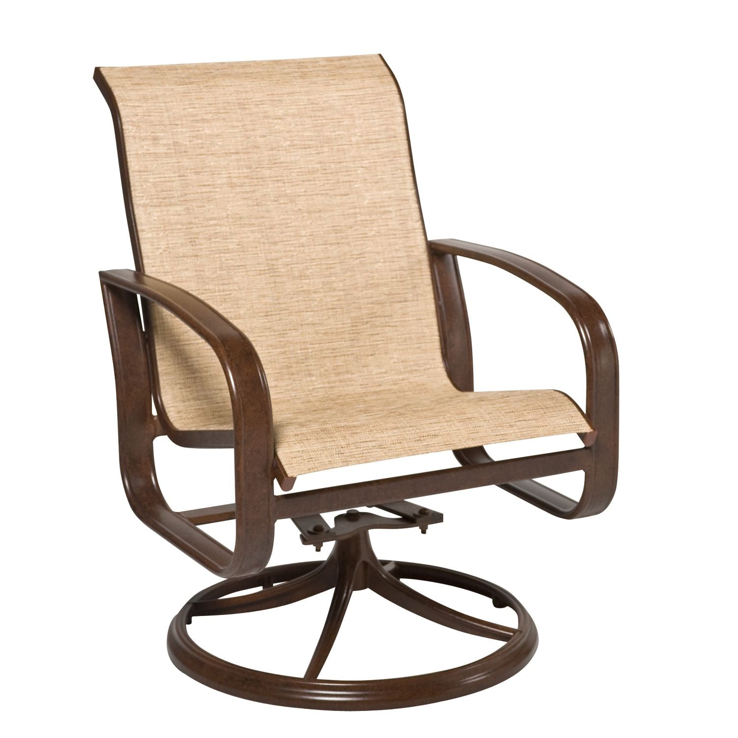 Cayman Isle Sling Swivel Rocking Dining Armchair By Woodard