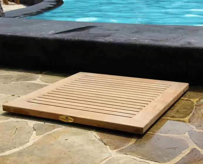 Teak Square Shower Mat