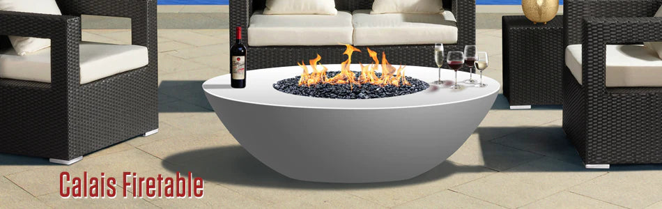 Photo of a beautiful firepit table with flames