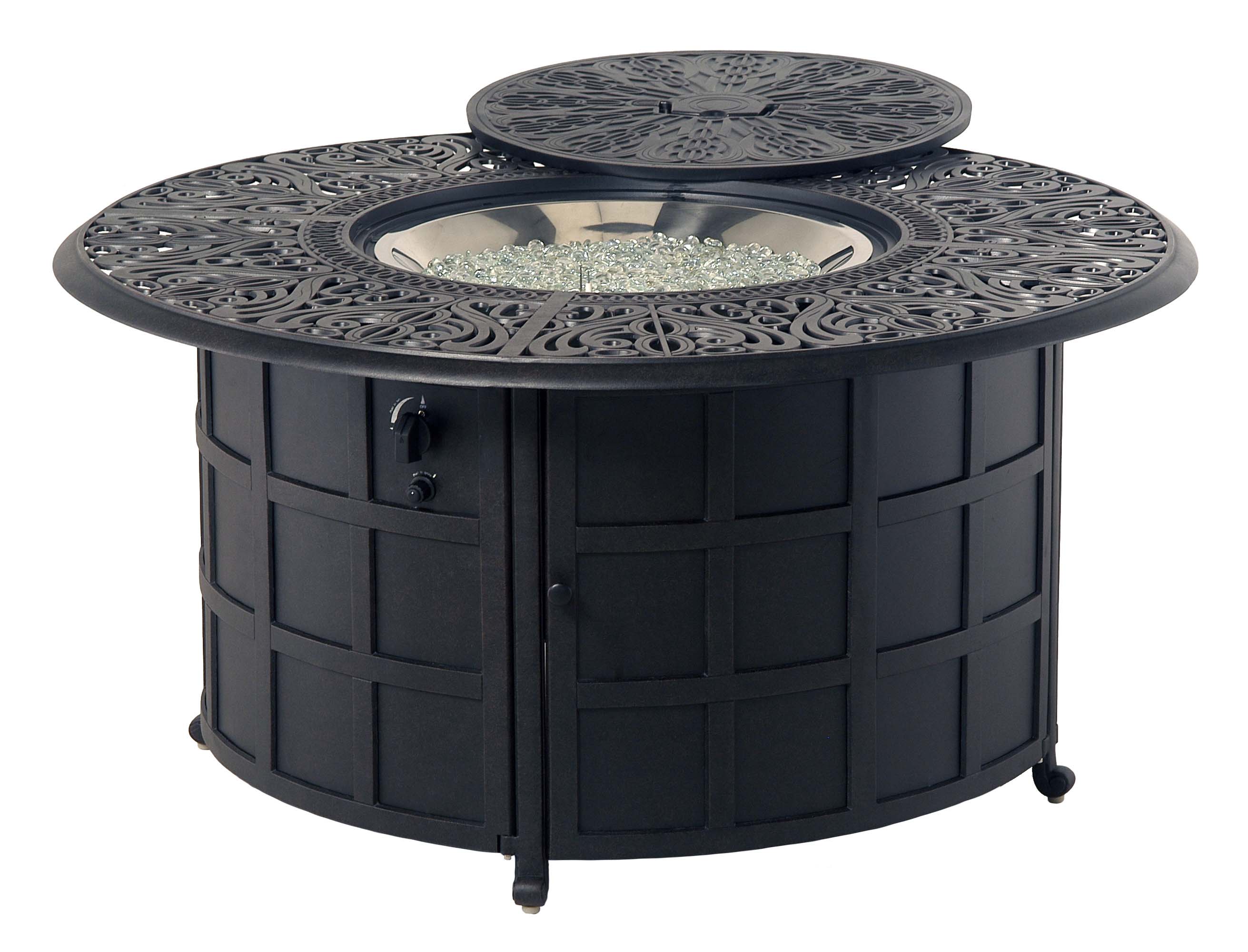 48" Rd Tuscany Enclosed Gas Fire Pit Table with Burner by Hanamint