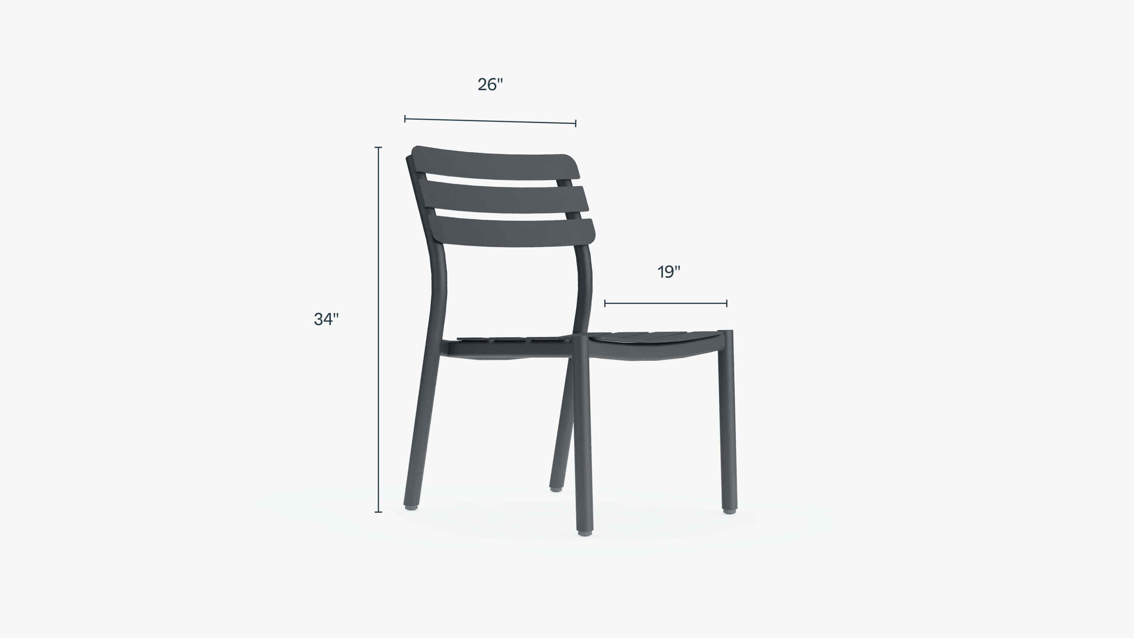 595 Dining Armless Chair dimensions