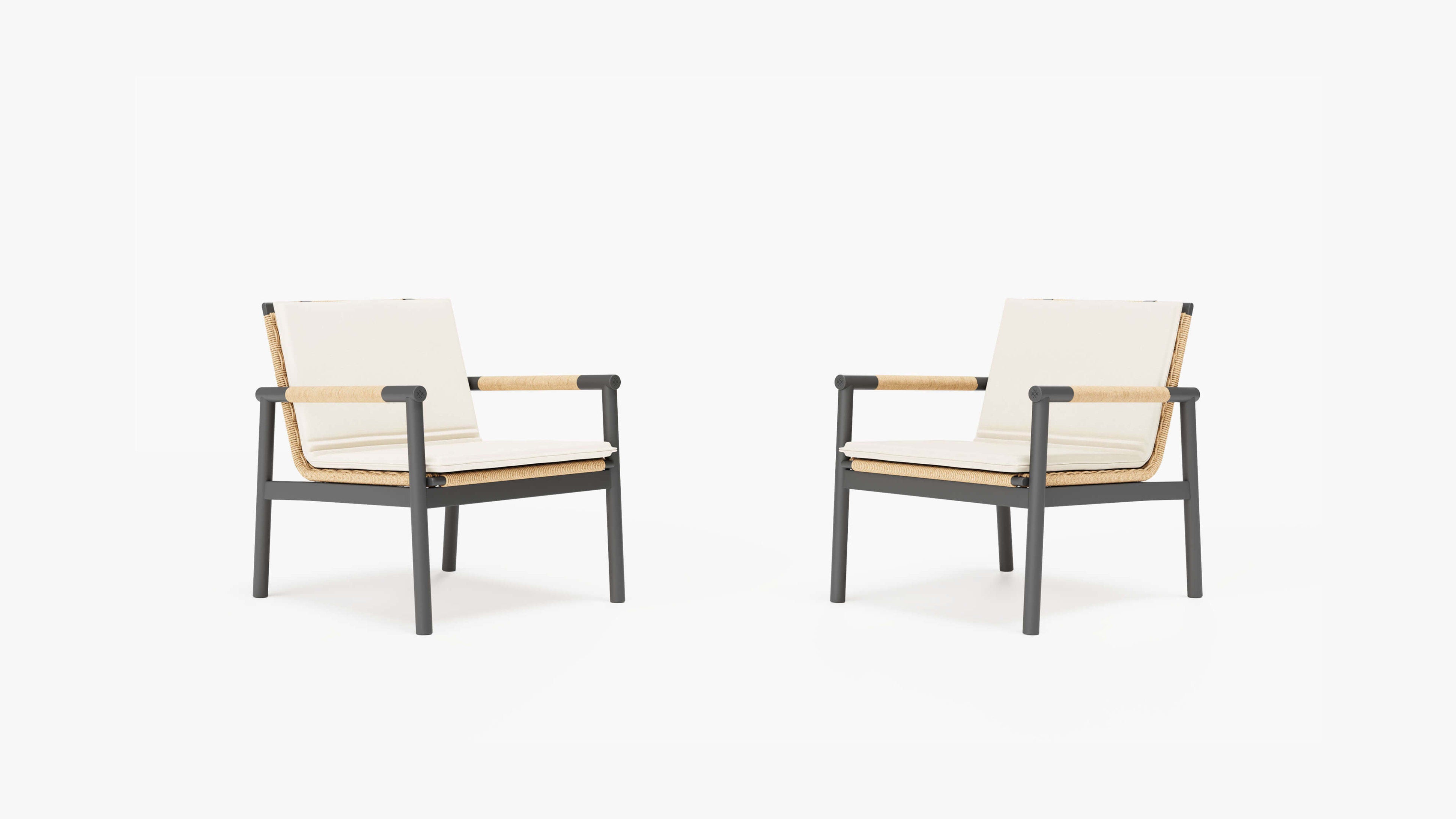 Wicker + Aluminum Flex Conversation Set (Palisades Cream Cushion) By Outer