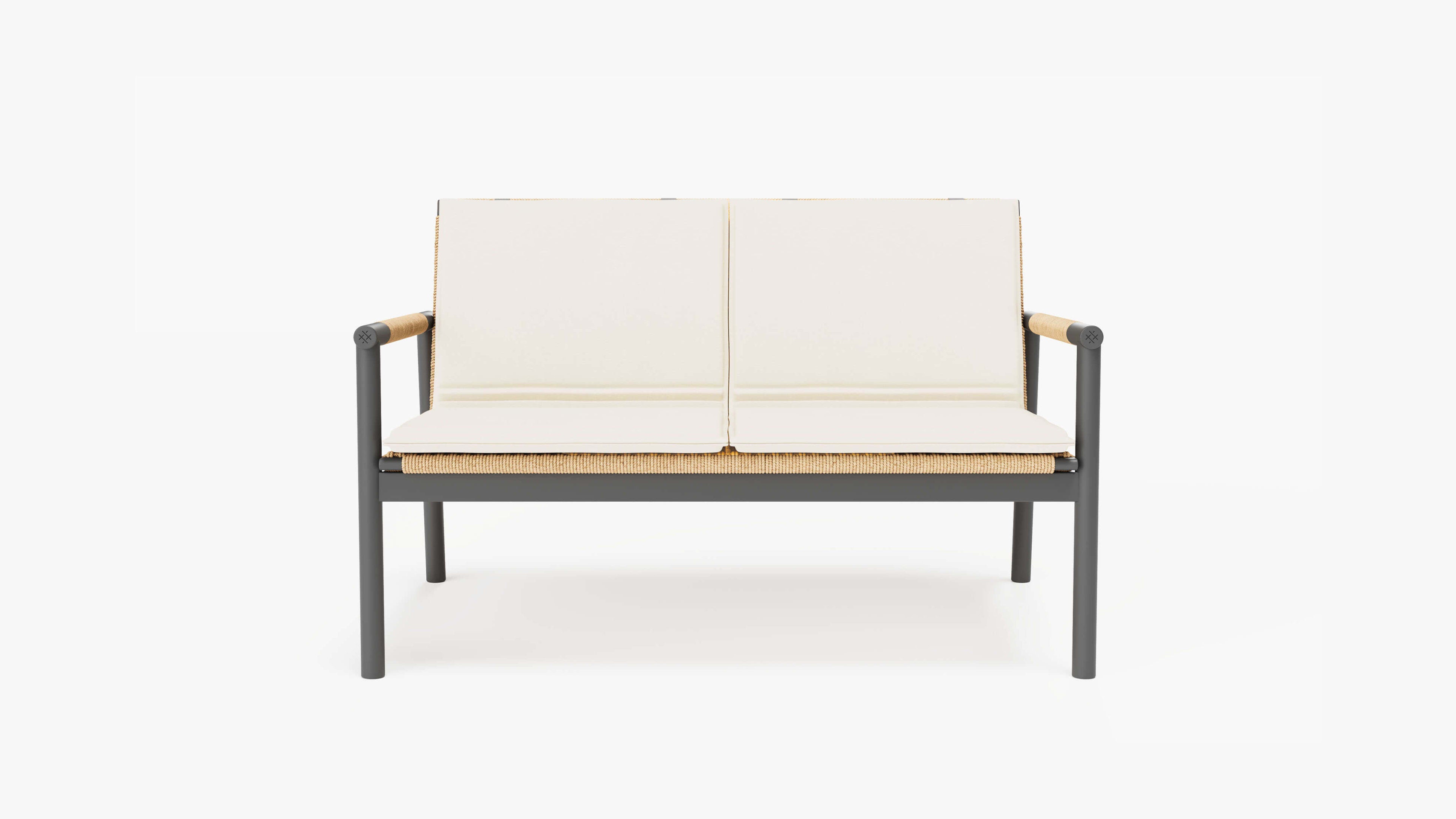 Wicker + Aluminum Flex Loveseat (Palisades Cream Cushion) By Outer