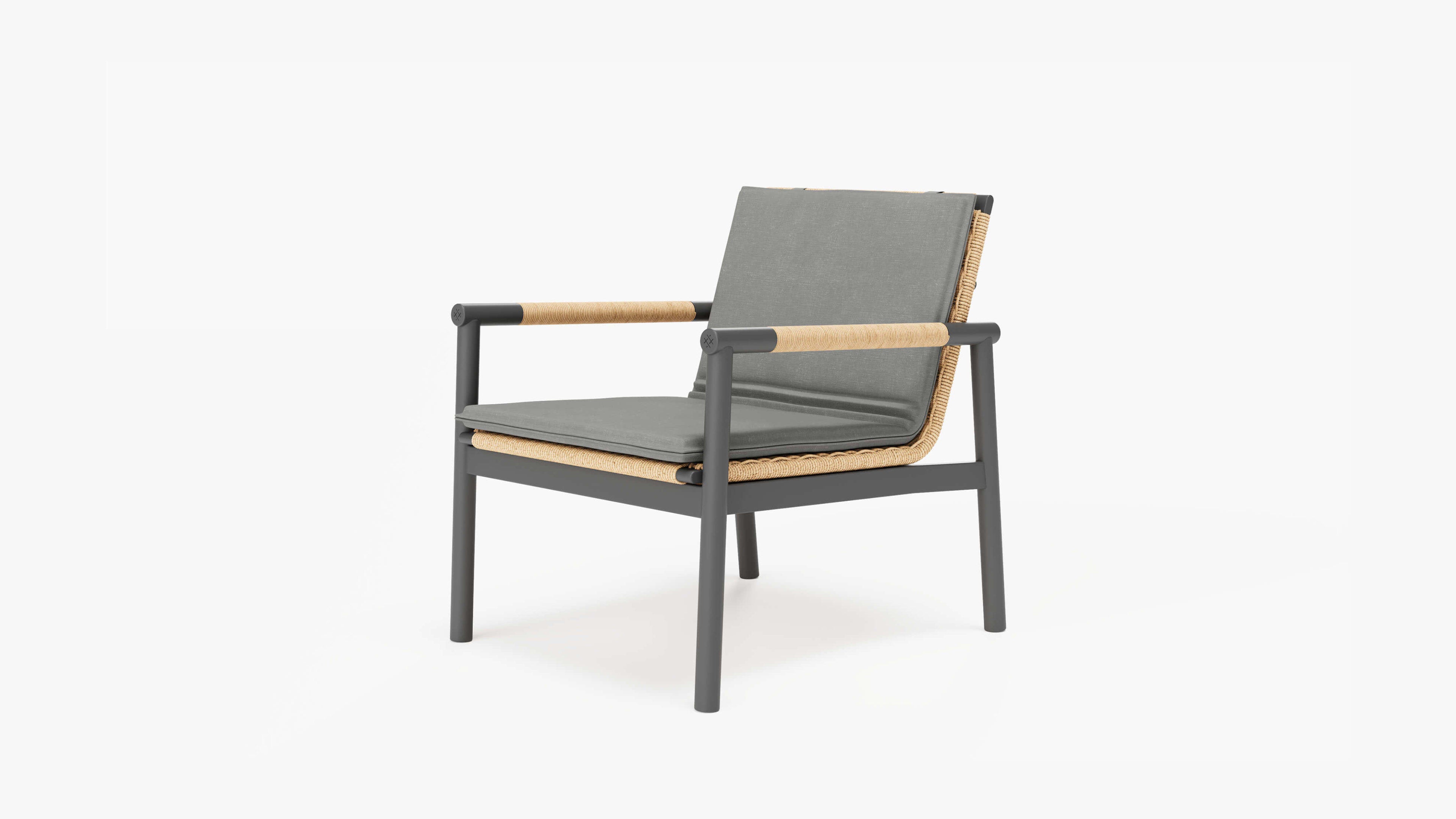 Wicker + Aluminum Flex Armchair (Dark Pebble Gray Cushion) by Outer