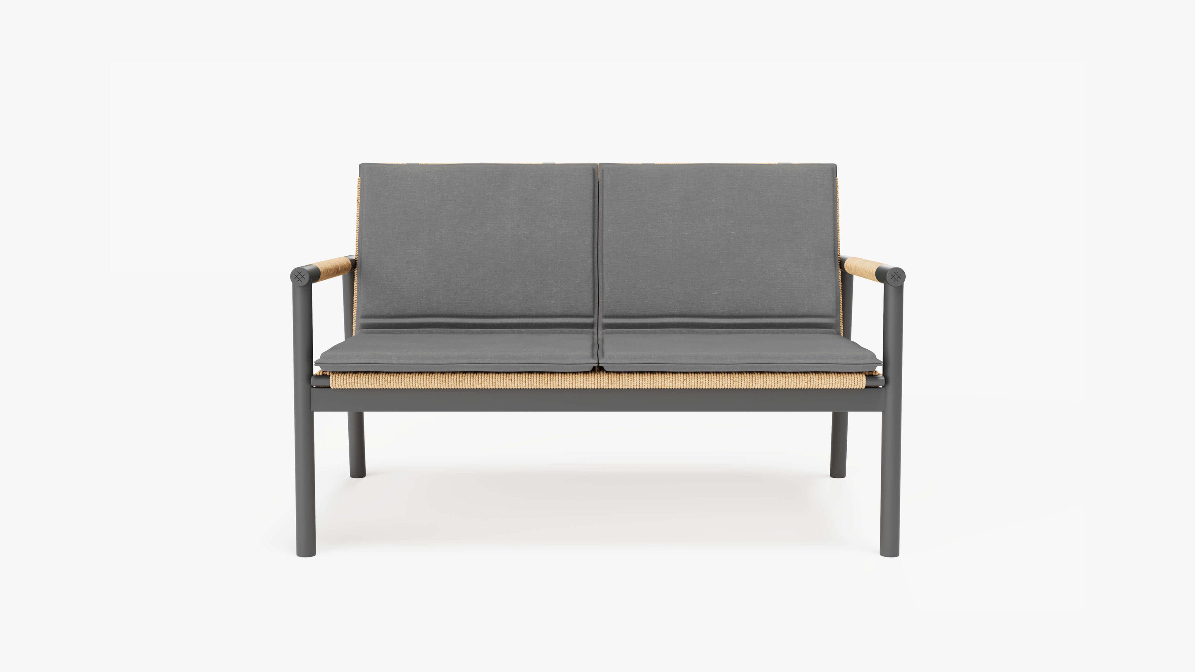 Wicker + Aluminum Flex Loveseat (Dark Pebble Gray Cushion) By Outer