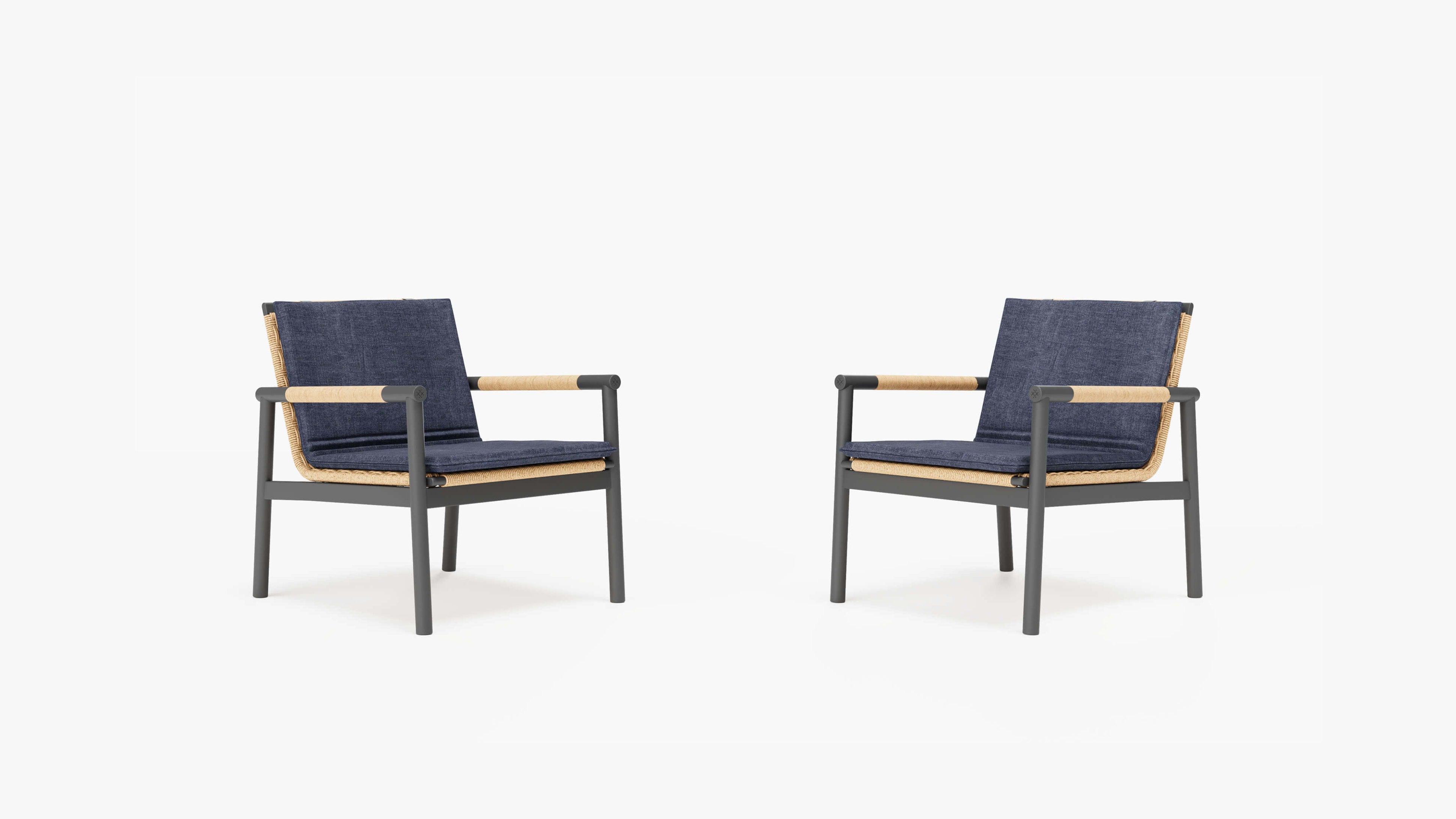 Wicker + Aluminum Flex Conversation Set (Deep Sea Navy
Cushion) By Outer