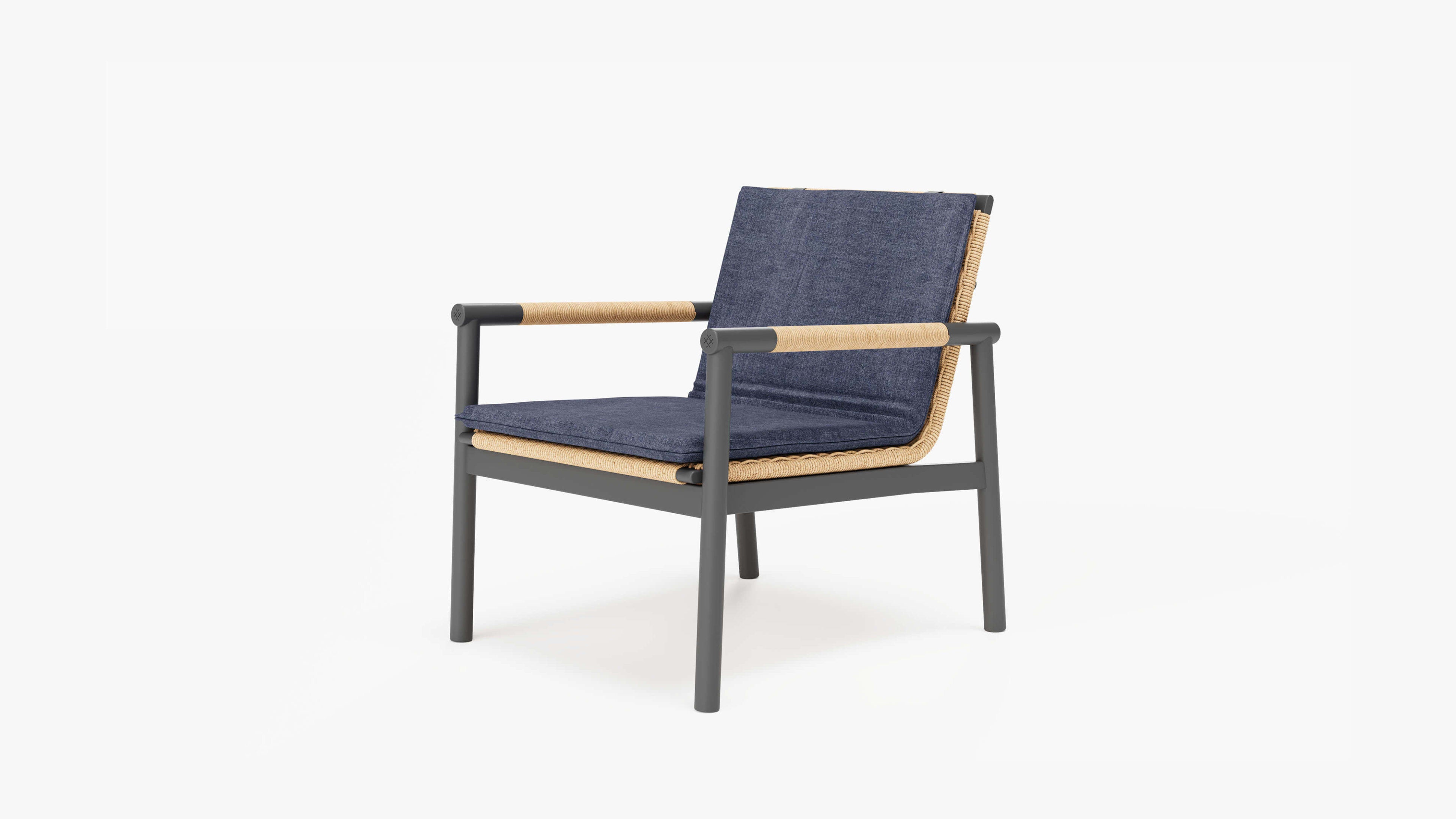Wicker + Aluminum Flex Armchair (Deep Sea Navy Cushion) by Outer