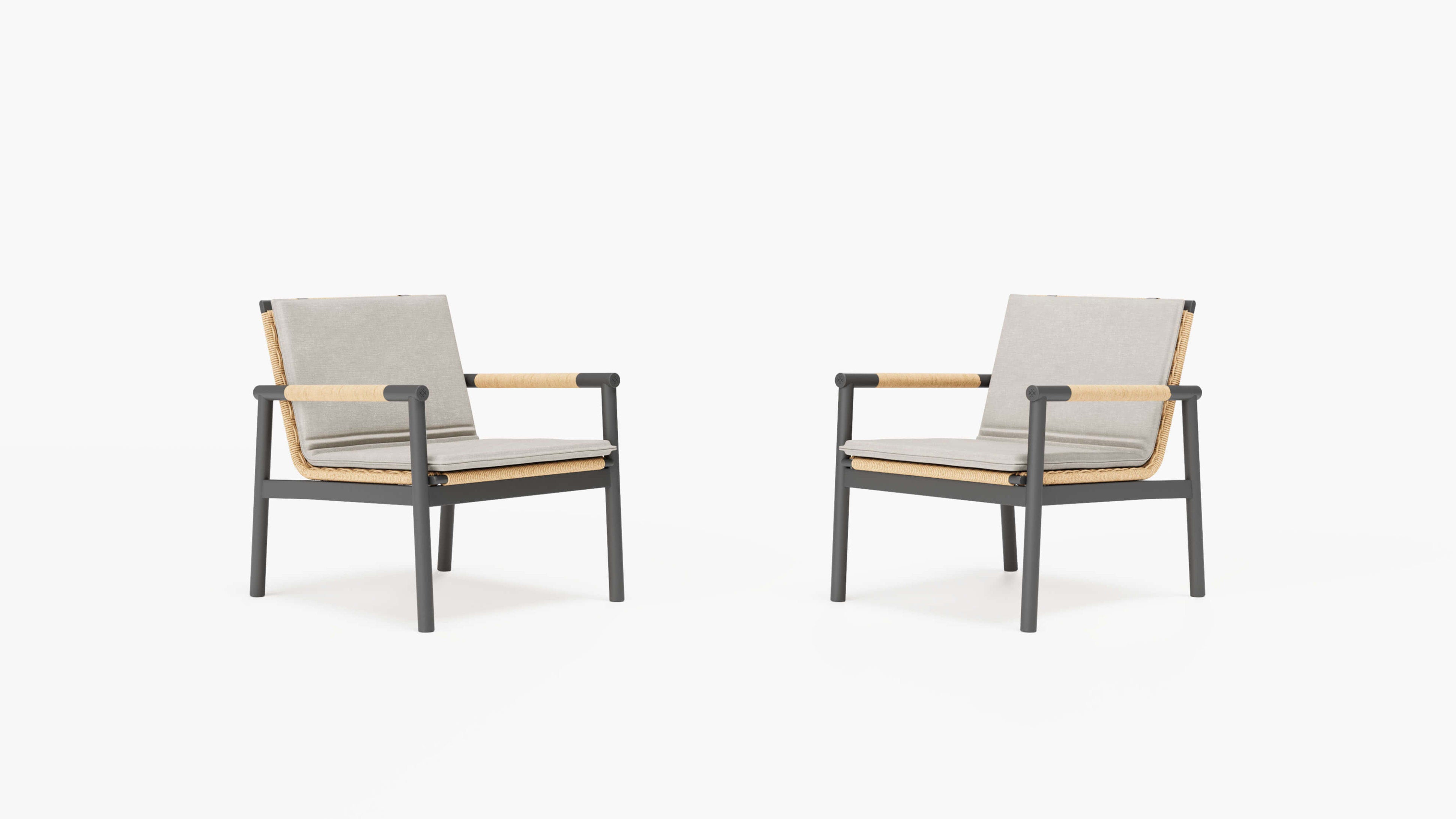 Wicker + Aluminum Flex Conversation Set (Sandstone Gray Cushion) By Outer