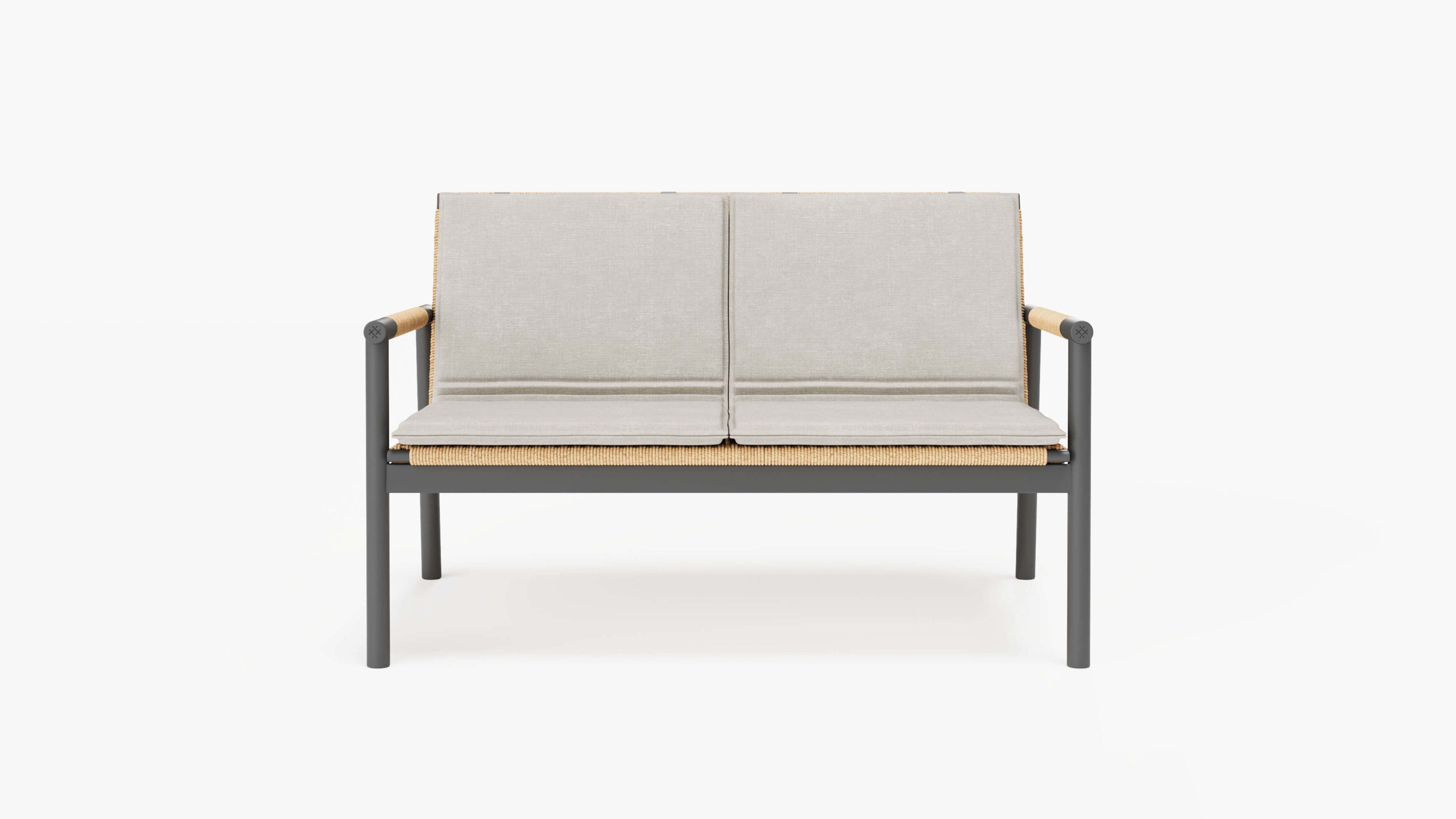 Wicker + Aluminum Flex Loveseat (Sandstone Gray Cushion) By Outer
