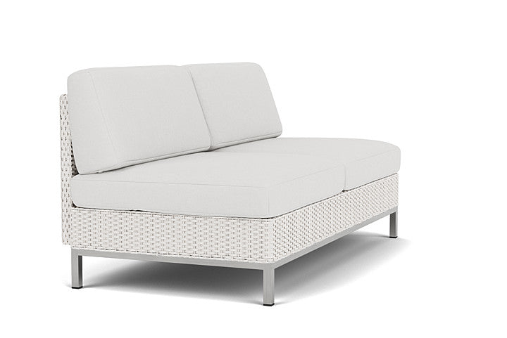 Elements Armless Settee with Loom Back By Lloyd Flanders