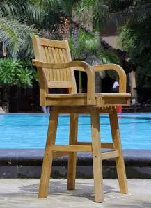 Teak Swivel Bar Chair