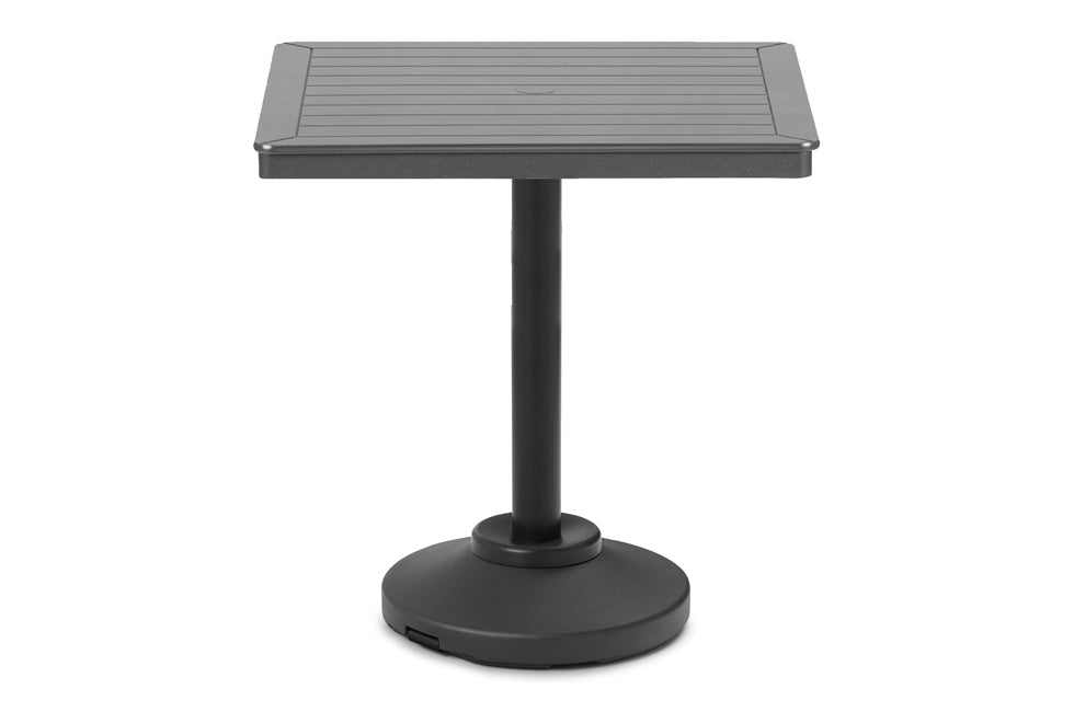 36" Square MGP Slat Top 80lb Weighted Pedestal Base Tables By Telescope Casual