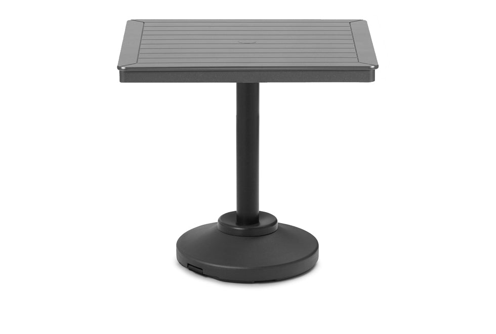 36" Square MGP Slat Top 80lb Weighted Pedestal Base Tables By Telescope Casual